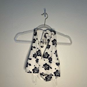 Garage White Hibiscus Halter Top